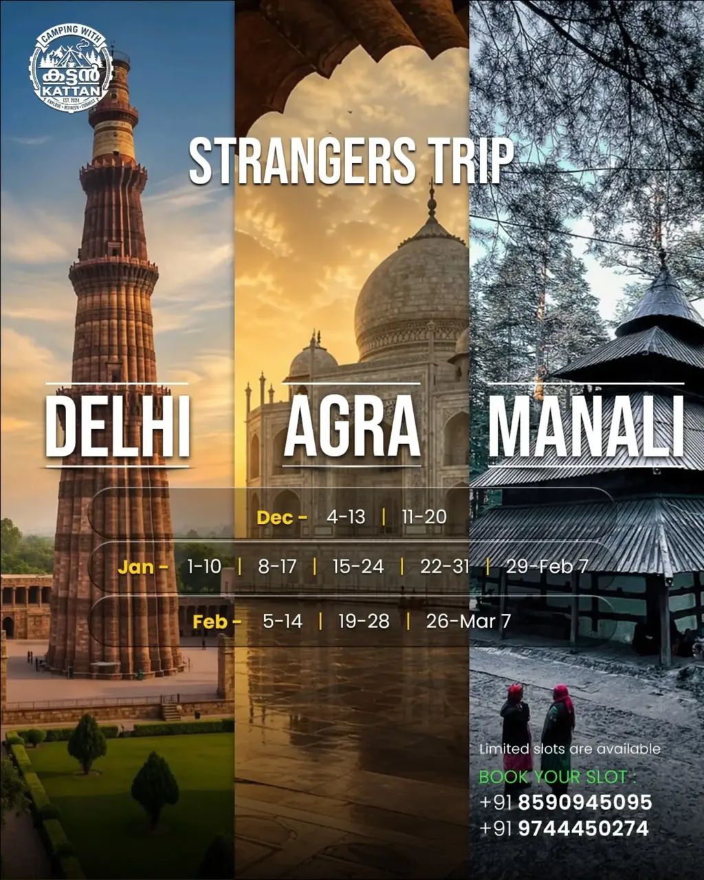 Poster for Delhi, Agra, Manali